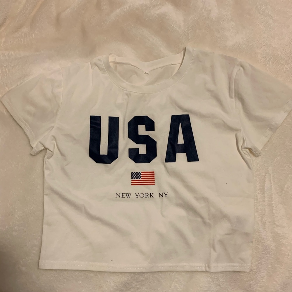 USA White Graphic Tee